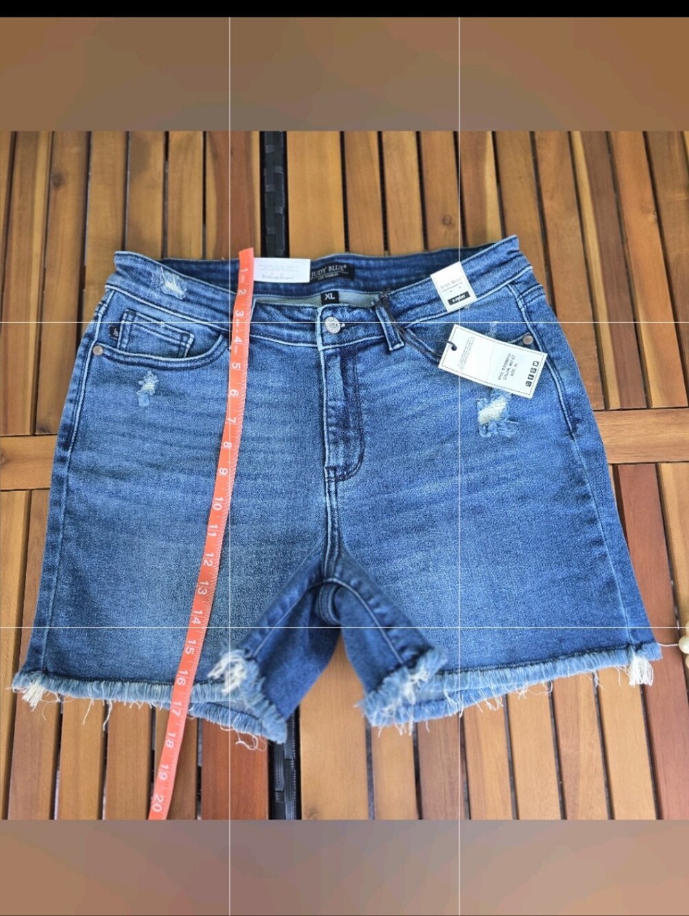 NWT Judy Blue V-Front Distressed Denim Shorts (Size XL) - Picture 7 of 10